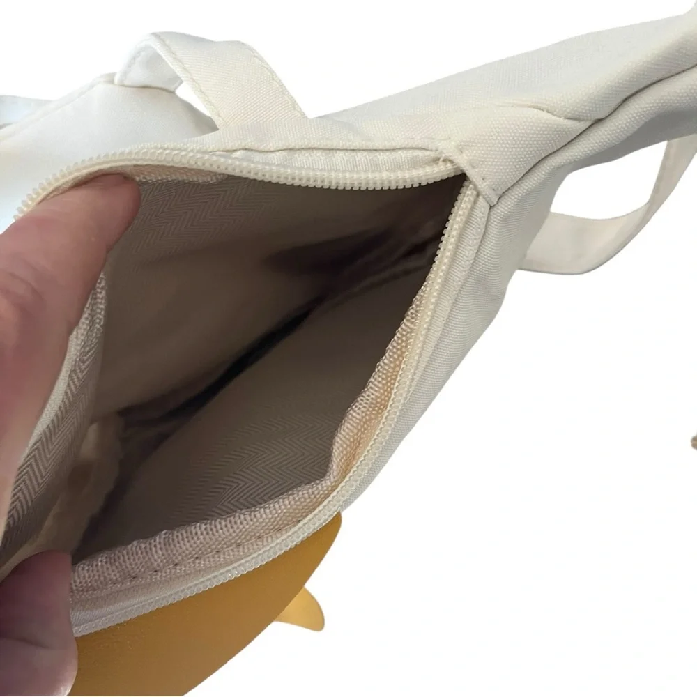 Novelty Duck Shaped Canvas Crossbody Bag Purse White Yellow - Picture 7 of 8